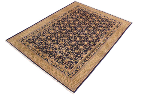 handmade Transitional Kafkaz Blue Green Hand Knotted RECTANGLE 100% WOOL area rug 6' x 9'