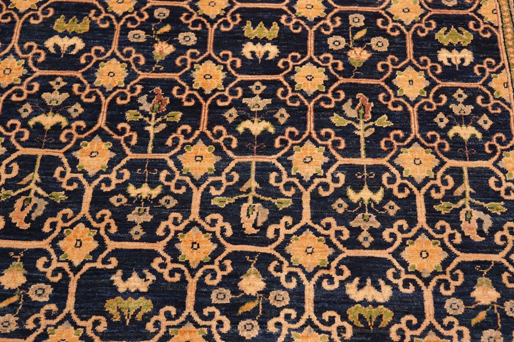 handmade Transitional Kafkaz Blue Green Hand Knotted RECTANGLE 100% WOOL area rug 6 x 9