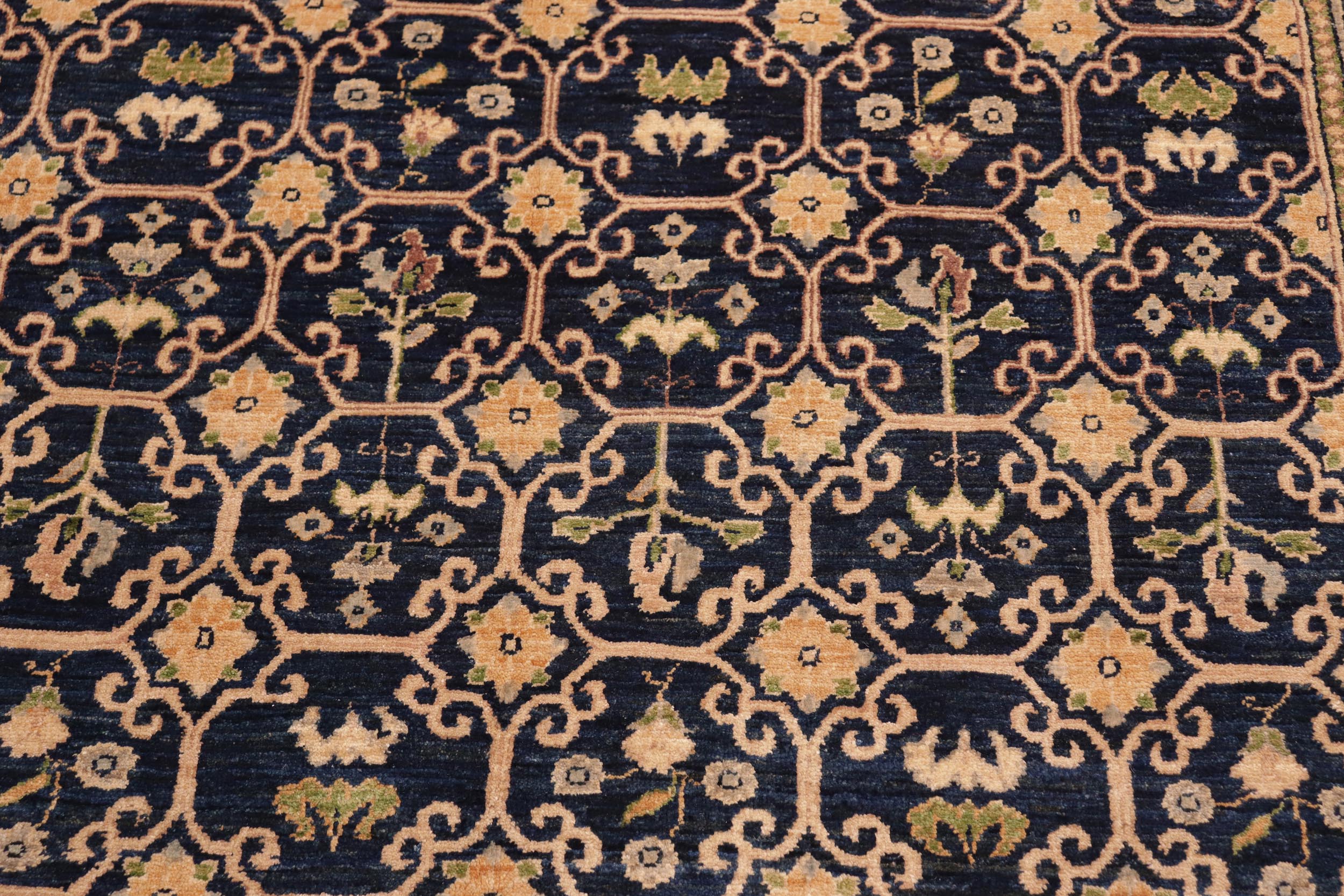 handmade Transitional Kafkaz Blue Green Hand Knotted RECTANGLE 100% WOOL area rug 6' x 9'