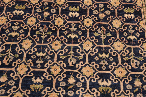 handmade Transitional Kafkaz Blue Green Hand Knotted RECTANGLE 100% WOOL area rug 6' x 9'