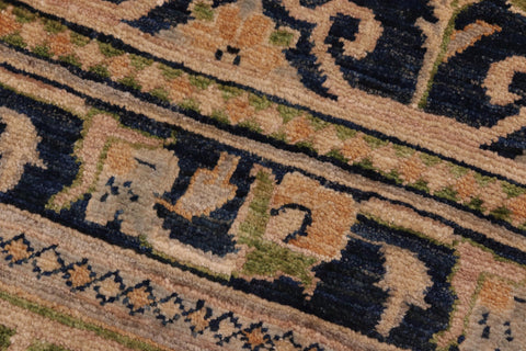 handmade Transitional Kafkaz Blue Green Hand Knotted RECTANGLE 100% WOOL area rug 6' x 9'