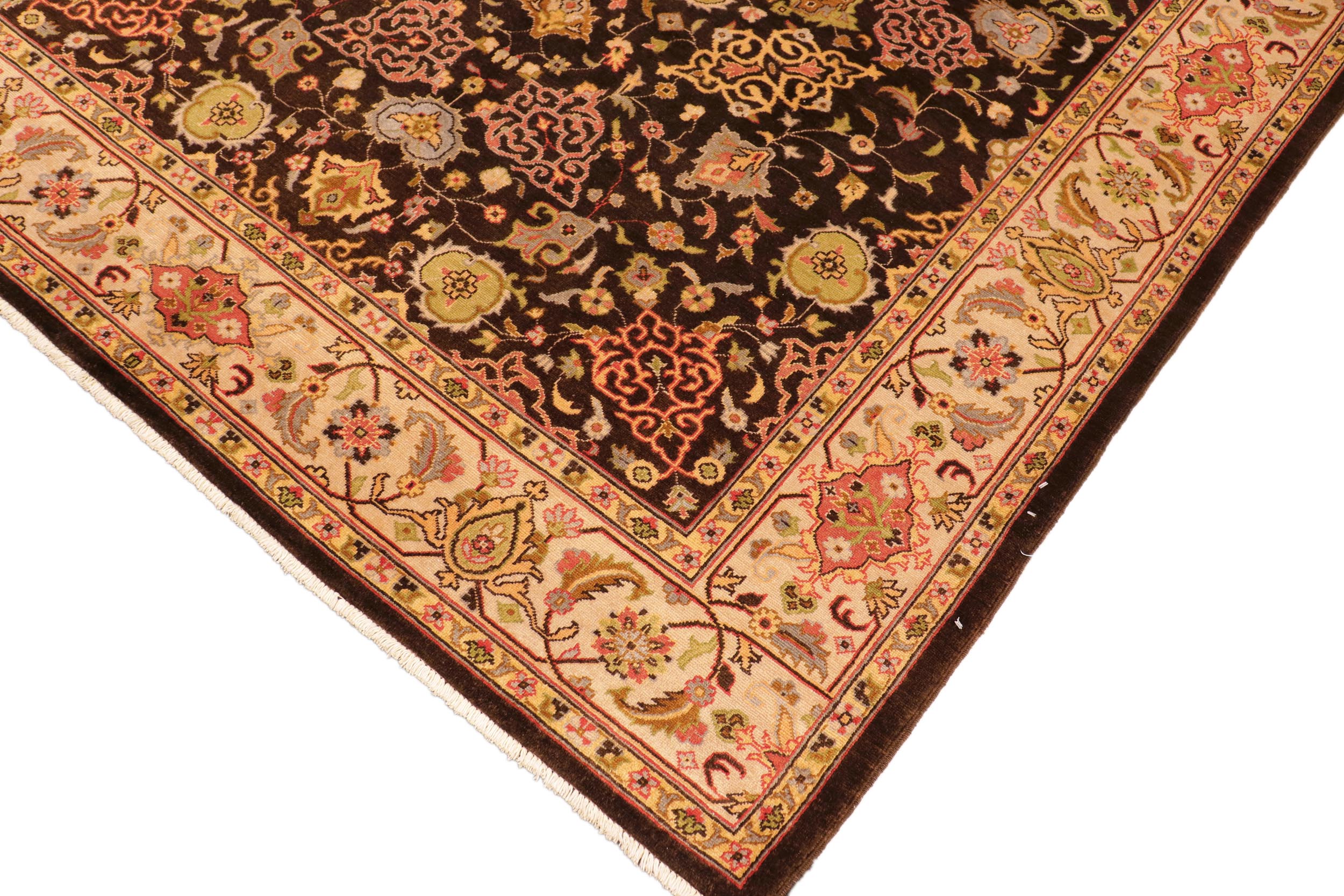 handmade Traditional Kafkaz Brown Beige Hand Knotted RECTANGLE 100% WOOL area rug 6' x 9'