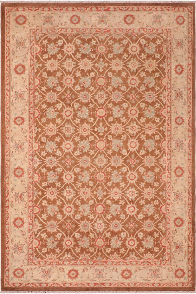 handmade Transitional Kafkaz Brown Beige Hand Knotted RECTANGLE 100% WOOL area rug 6 x 9