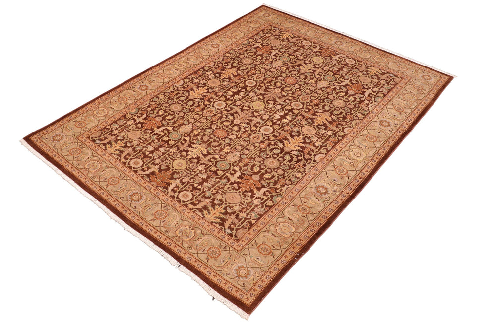 handmade Transitional Kafkaz Brown Green Hand Knotted RECTANGLE 100% WOOL area rug 6x9