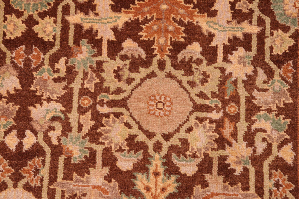 handmade Transitional Kafkaz Brown Green Hand Knotted RECTANGLE 100% WOOL area rug 6x9