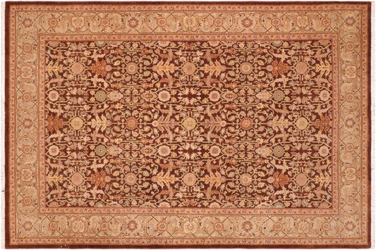handmade Transitional Kafkaz Brown Green Hand Knotted RECTANGLE 100% WOOL area rug 6x9