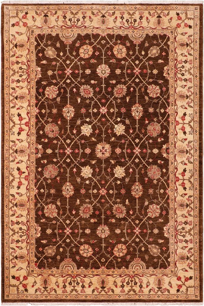 handmade Traditional Kafkaz Brown Beige Hand Knotted RECTANGLE 100% WOOL area rug 6 x 9