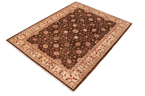 handmade Transitional Kafkaz Brown Beige Hand Knotted RECTANGLE 100% WOOL area rug 6' x 9'