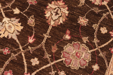 handmade Transitional Kafkaz Brown Beige Hand Knotted RECTANGLE 100% WOOL area rug 6' x 9'