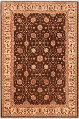 handmade Traditional Kafkaz Brown Beige Hand Knotted RECTANGLE 100% WOOL area rug 6 x 9