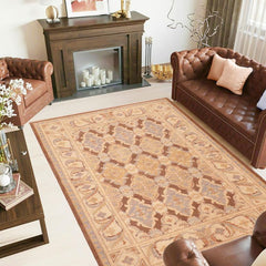 handmade Transitional Kafkaz Brown Beige Hand Knotted RECTANGLE 100% WOOL area rug 6 x 9