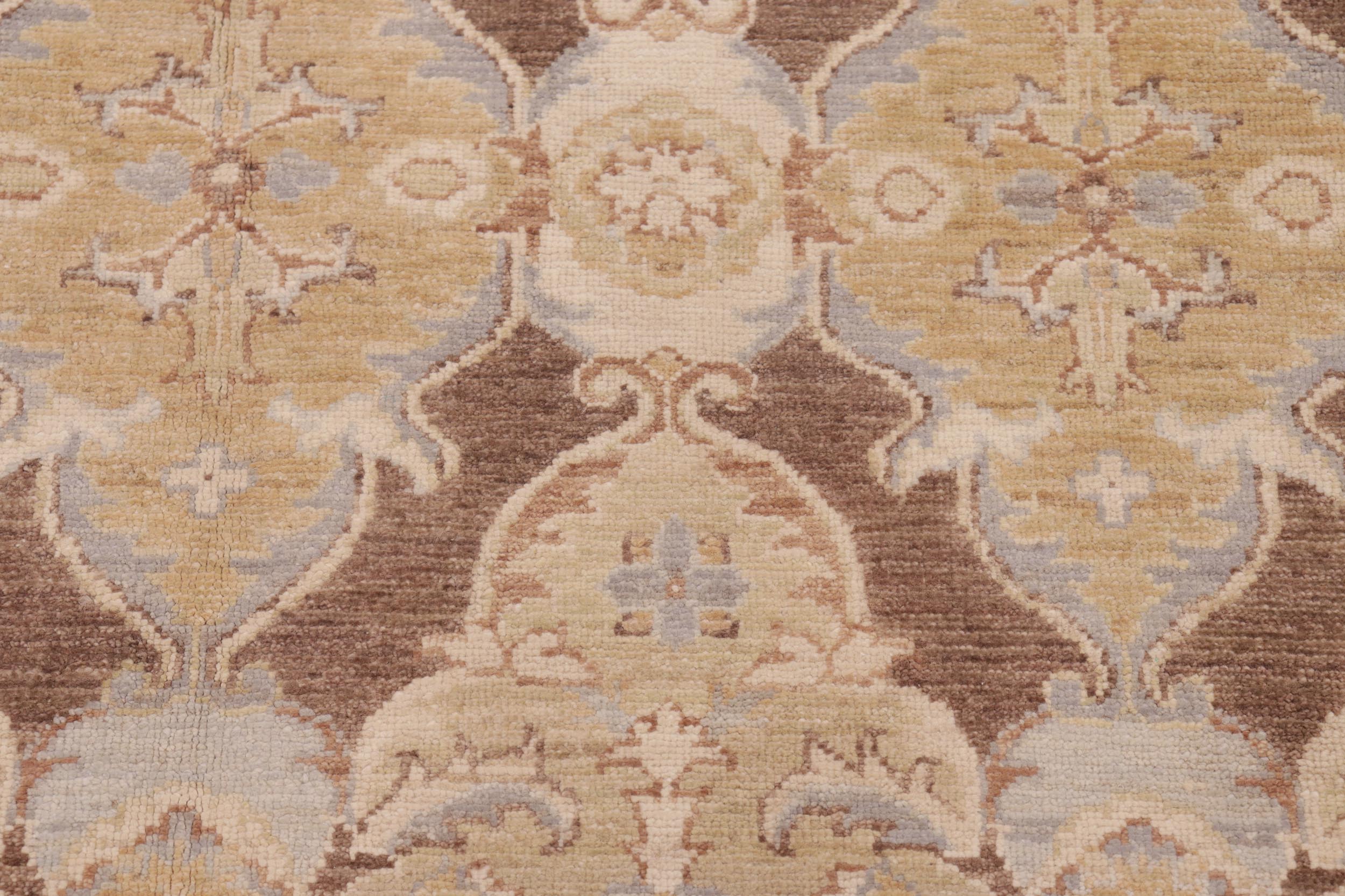 handmade Transitional Kafkaz Brown Beige Hand Knotted RECTANGLE 100% WOOL area rug 6' x 9'