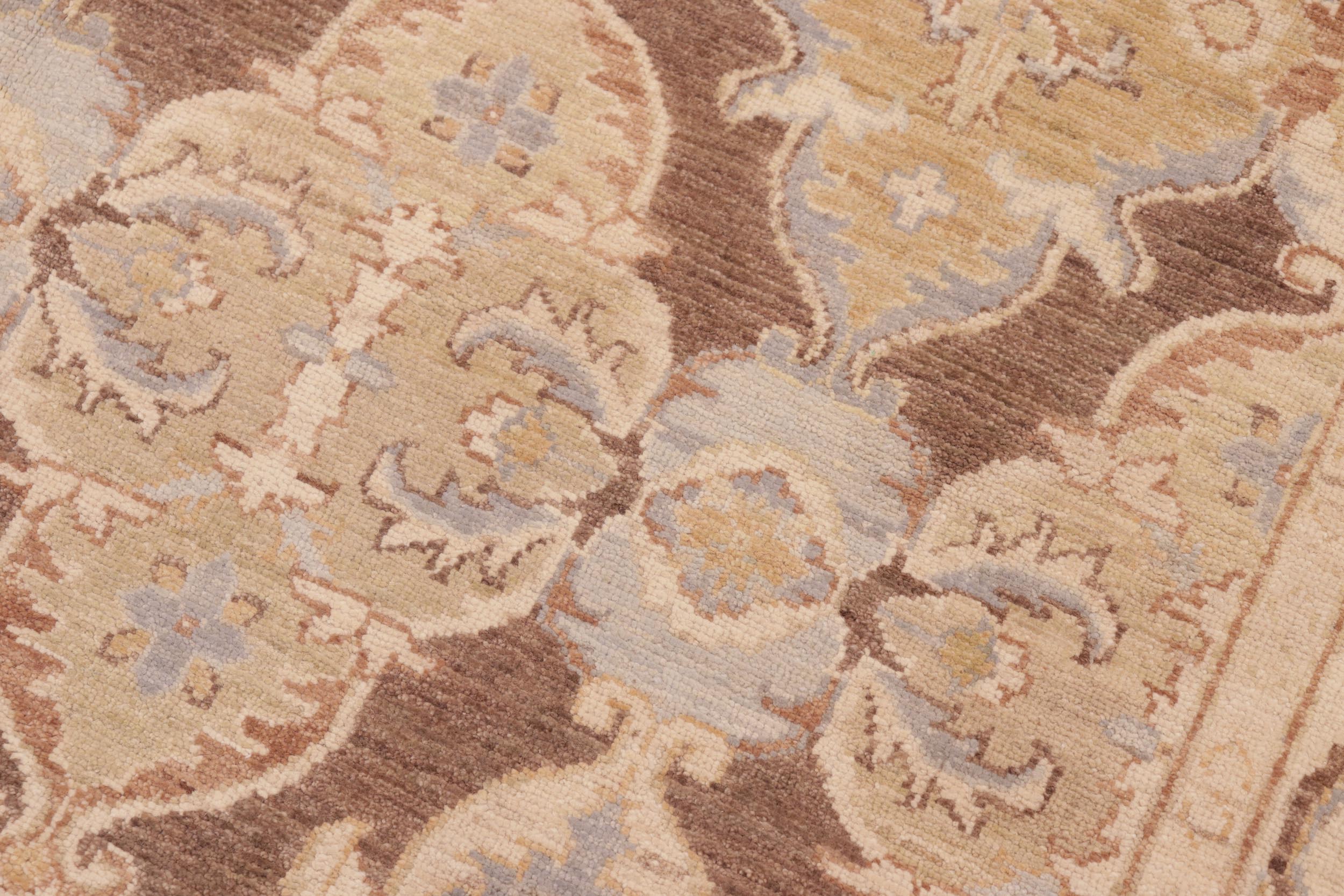 handmade Transitional Kafkaz Brown Beige Hand Knotted RECTANGLE 100% WOOL area rug 6' x 9'