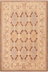 handmade Transitional Kafkaz Brown Beige Hand Knotted RECTANGLE 100% WOOL area rug 6 x 9
