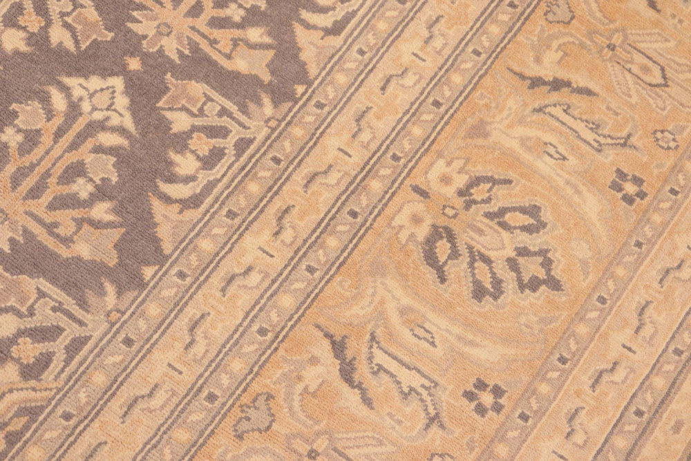 handmade Transitional Kafkaz Gray Gold Hand Knotted RECTANGLE 100% WOOL area rug 6x9