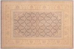 handmade Transitional Kafkaz Gray Gold Hand Knotted RECTANGLE 100% WOOL area rug 6x9