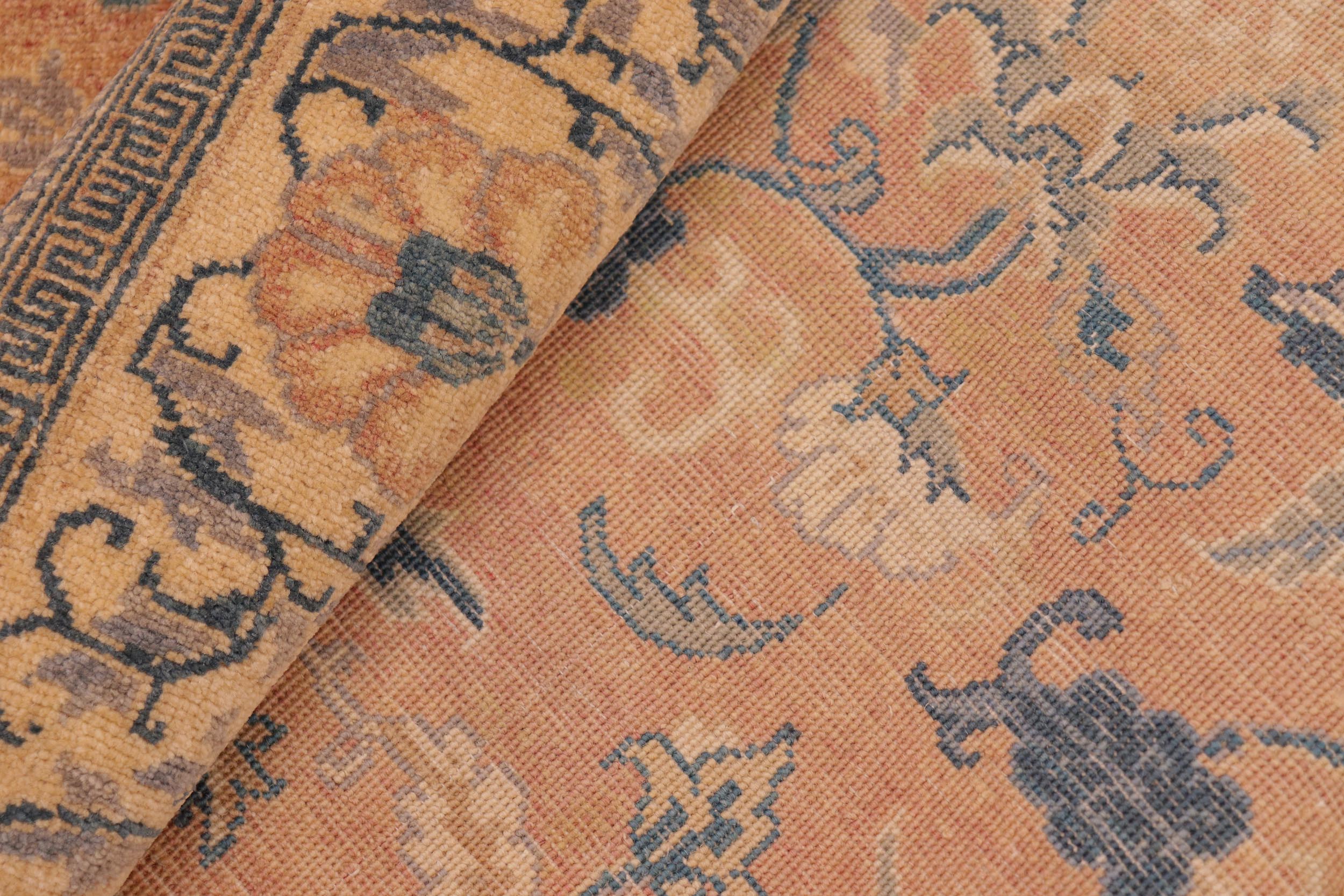 handmade Traditional Kafkaz Rose Beige Hand Knotted RECTANGLE 100% WOOL area rug 6x9