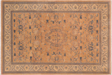 handmade Traditional Kafkaz Rose Beige Hand Knotted RECTANGLE 100% WOOL area rug 6x9