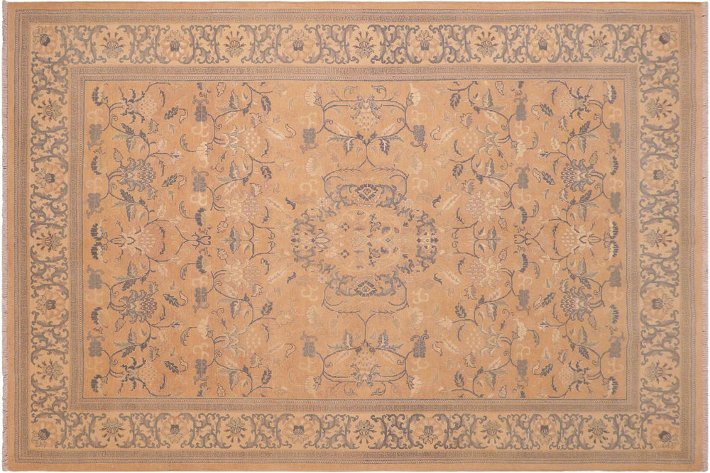 handmade Traditional Kafkaz Rose Tan Hand Knotted RECTANGLE 100% WOOL area rug 6x9