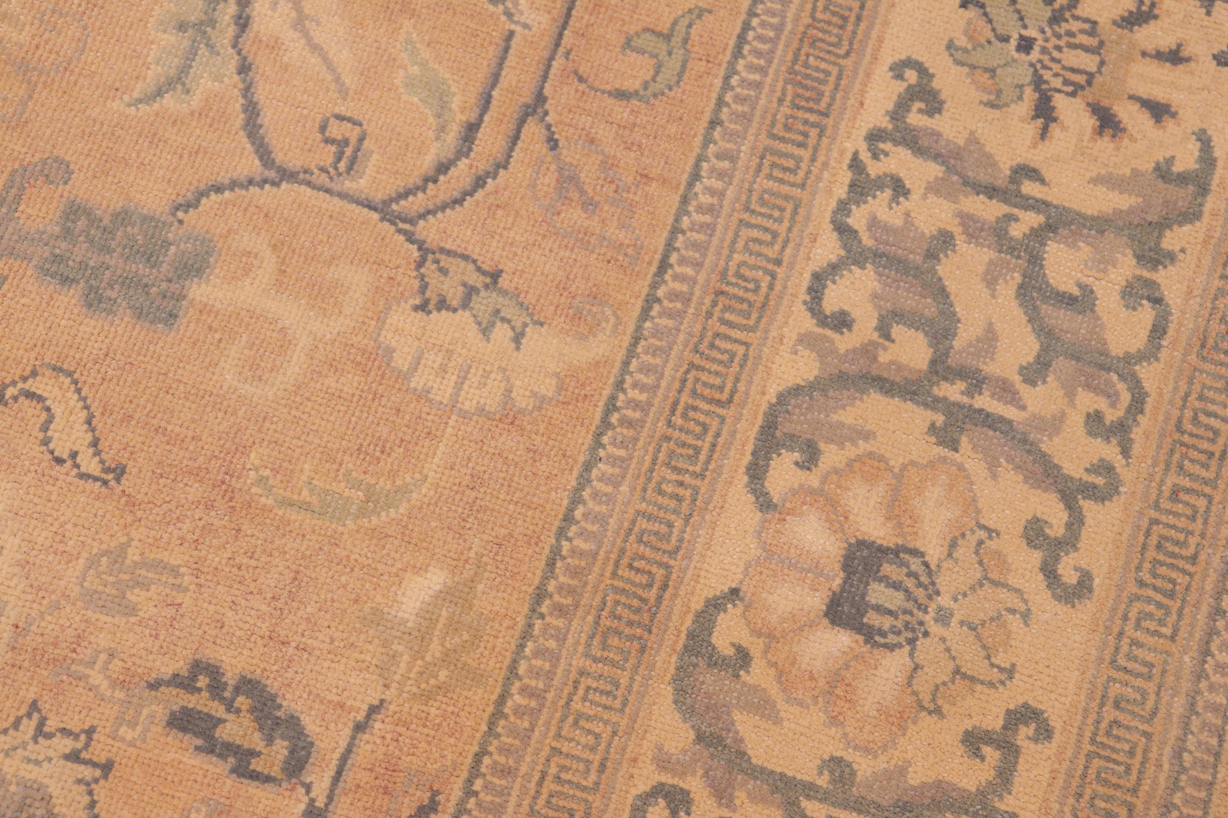 handmade Traditional Kafkaz Rose Tan Hand Knotted RECTANGLE 100% WOOL area rug 6x9