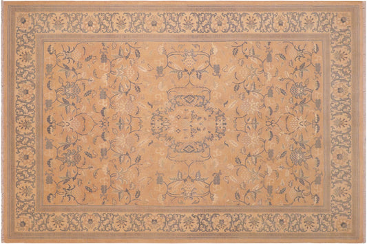 handmade Traditional Kafkaz Rose Tan Hand Knotted RECTANGLE 100% WOOL area rug 6x9