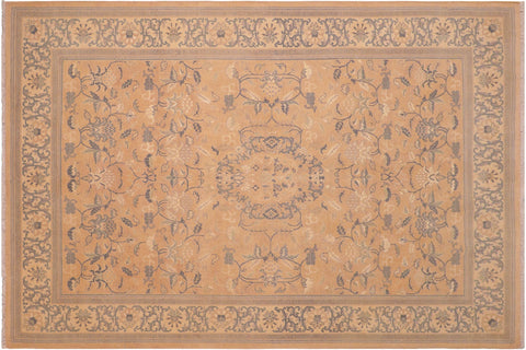 handmade Traditional Kafkaz Rose Tan Hand Knotted RECTANGLE 100% WOOL area rug 6x9