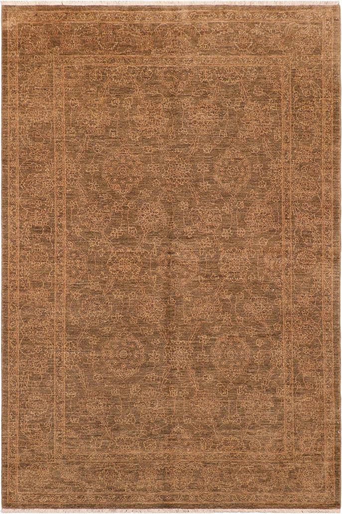 handmade Traditional Kafkaz Brown Gold Hand Knotted RECTANGLE 100% WOOL area rug 6 x 9