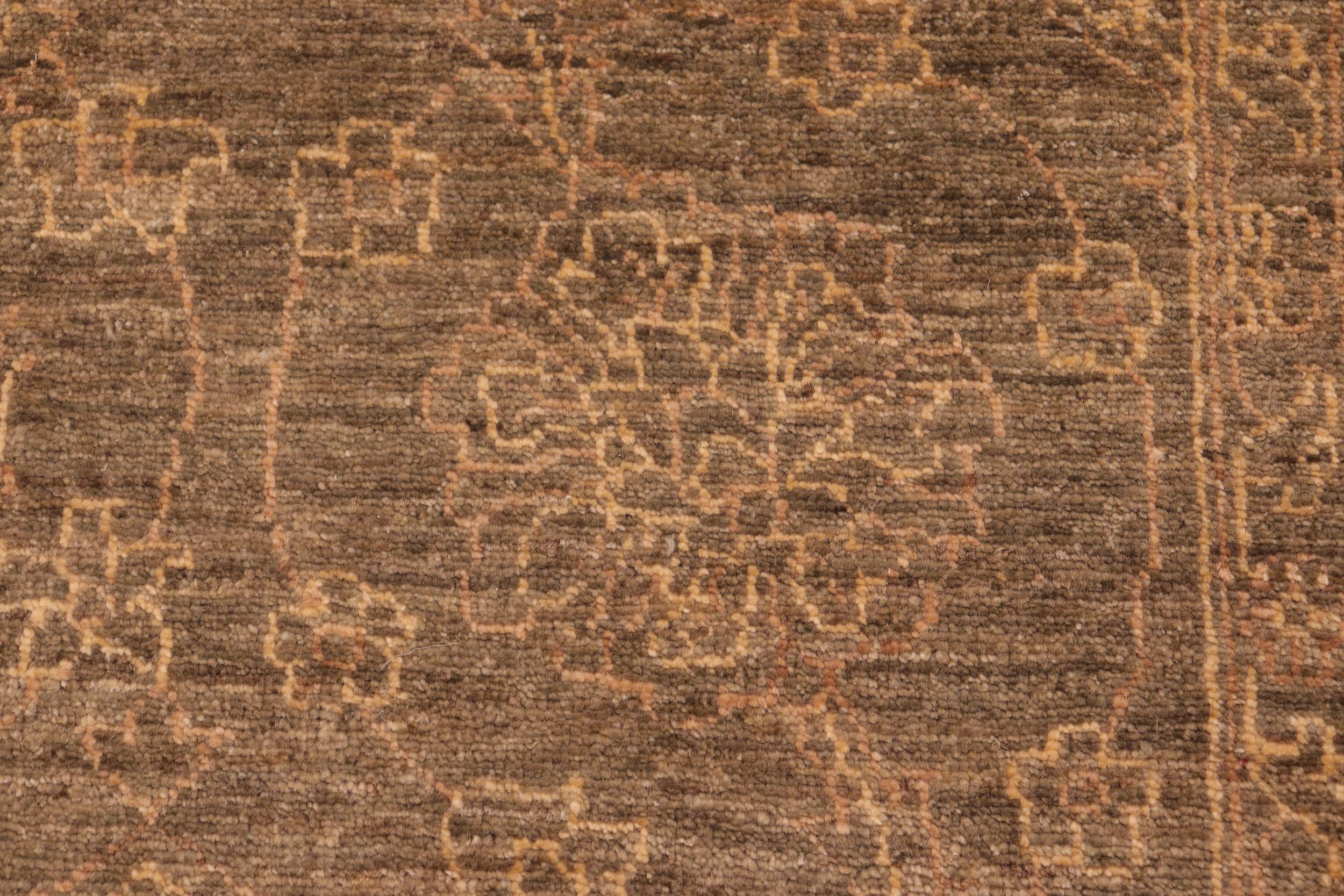 handmade Transitional Kafkaz Brown Gold Hand Knotted RECTANGLE 100% WOOL area rug 6' x 9'