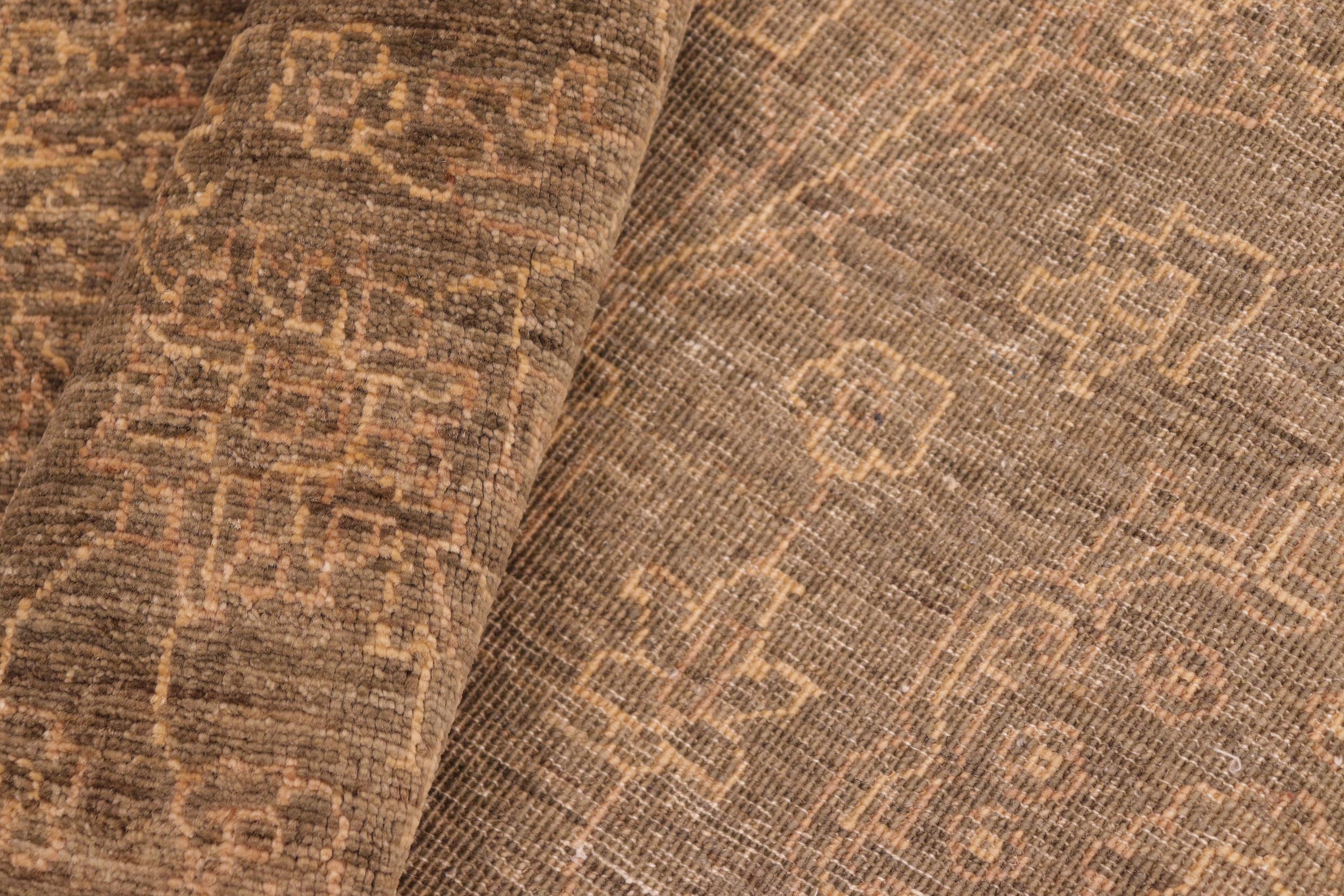 handmade Transitional Kafkaz Brown Gold Hand Knotted RECTANGLE 100% WOOL area rug 6' x 9'