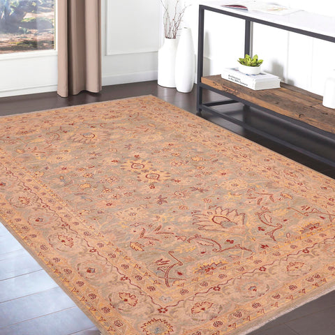 handmade Traditional Kafkaz Green Tan Hand Knotted RECTANGLE 100% WOOL area rug 6x9