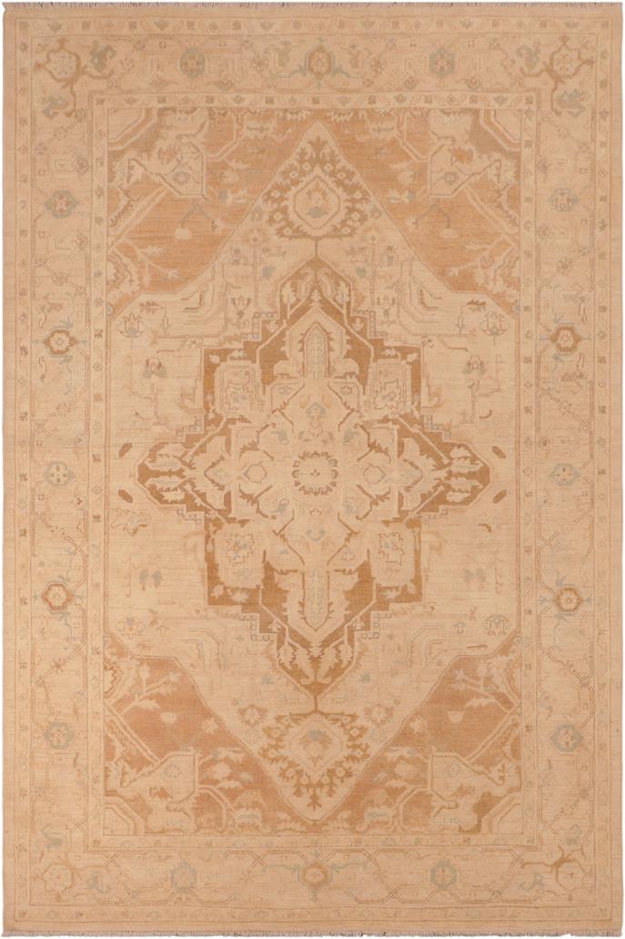 handmade Traditional Kafkaz Brown Tan Hand Knotted RECTANGLE 100% WOOL area rug 6 x 9