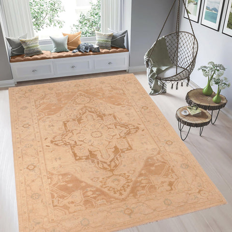handmade Traditional Kafkaz Brown Tan Hand Knotted RECTANGLE 100% WOOL area rug 6' x 9'