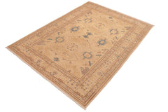 handmade Traditional Kafkaz Tan Blue Hand Knotted RECTANGLE 100% WOOL area rug 6 x 9