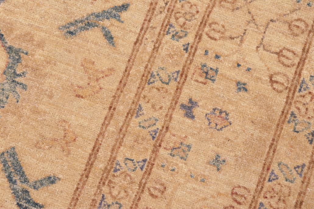 handmade Traditional Kafkaz Tan Blue Hand Knotted RECTANGLE 100% WOOL area rug 6 x 9