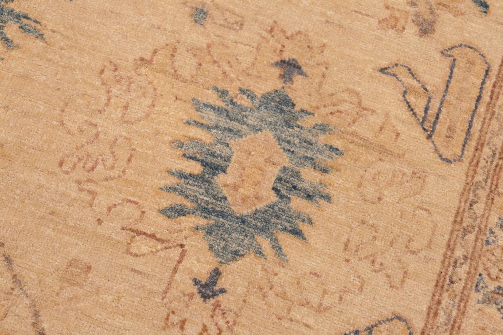 handmade Traditional Kafkaz Tan Blue Hand Knotted RECTANGLE 100% WOOL area rug 6 x 9