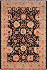 handmade Transitional Lahore Black Green Hand Knotted RECTANGLE 100% WOOL area rug 6 x 9