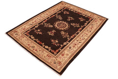 handmade Traditional Kafkaz Brown Tan Hand Knotted RECTANGLE 100% WOOL area rug 6 x 8