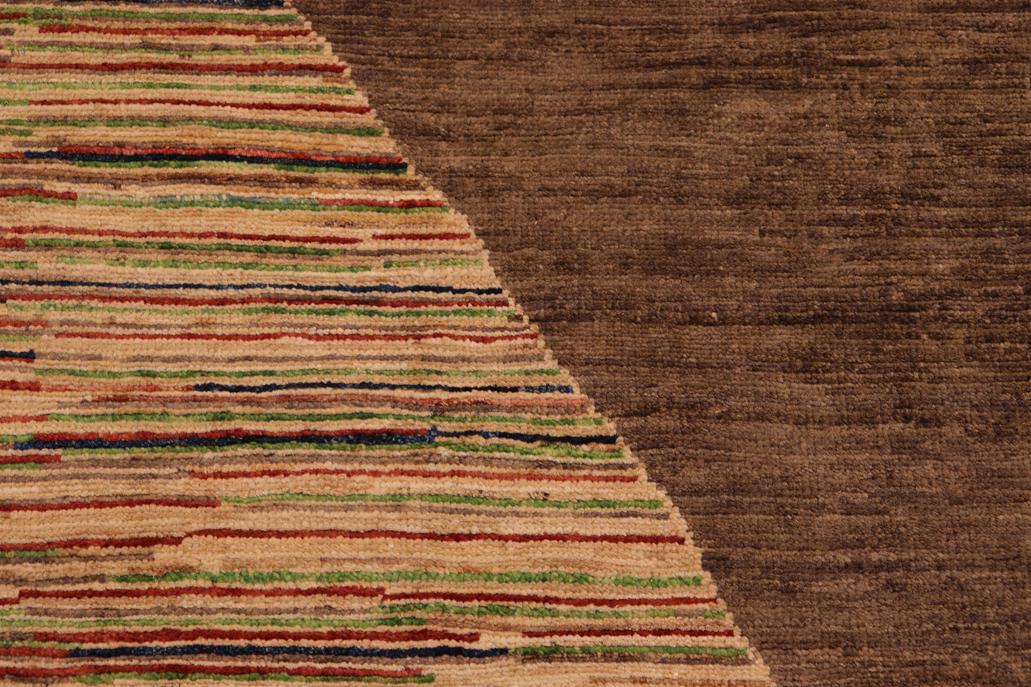 handmade Modern Gabbeh Brown Gold Hand Knotted RECTANGLE 100% WOOL area rug 6  x 9 