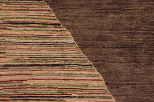 handmade Modern Gabbeh Brown Gold Hand Knotted RECTANGLE 100% WOOL area rug 6' x 9'