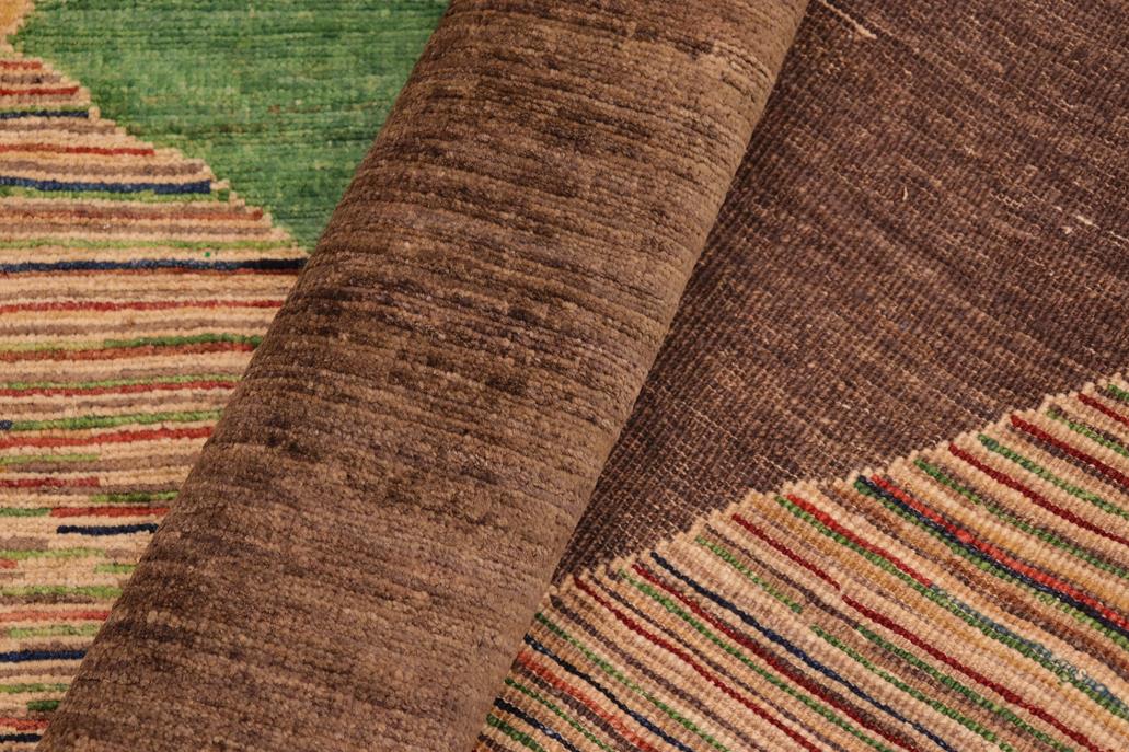 handmade Modern Gabbeh Brown Gold Hand Knotted RECTANGLE 100% WOOL area rug 6  x 9 