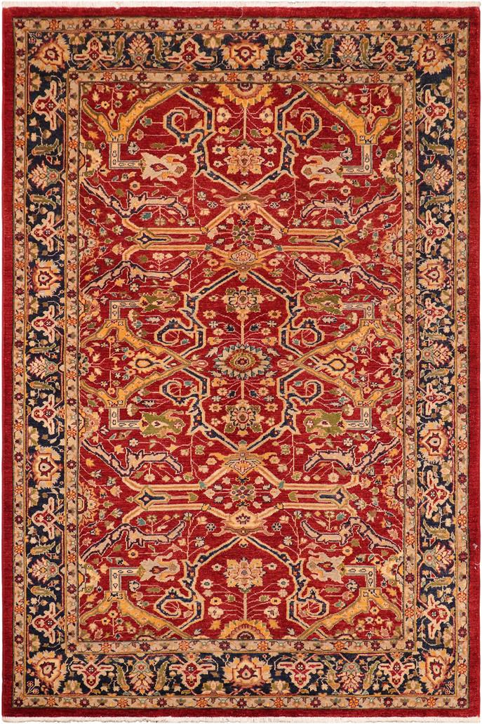 handmade Traditional Kafkaz Red Blue Hand Knotted RECTANGLE 100% WOOL area rug 6 x 9