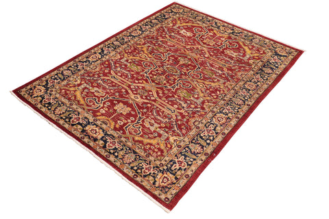 handmade Transitional Kafkaz Red Blue Hand Knotted RECTANGLE 100% WOOL area rug 6' x 9'