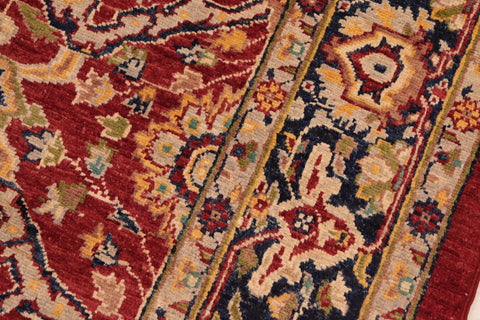 handmade Transitional Kafkaz Red Blue Hand Knotted RECTANGLE 100% WOOL area rug 6' x 9'