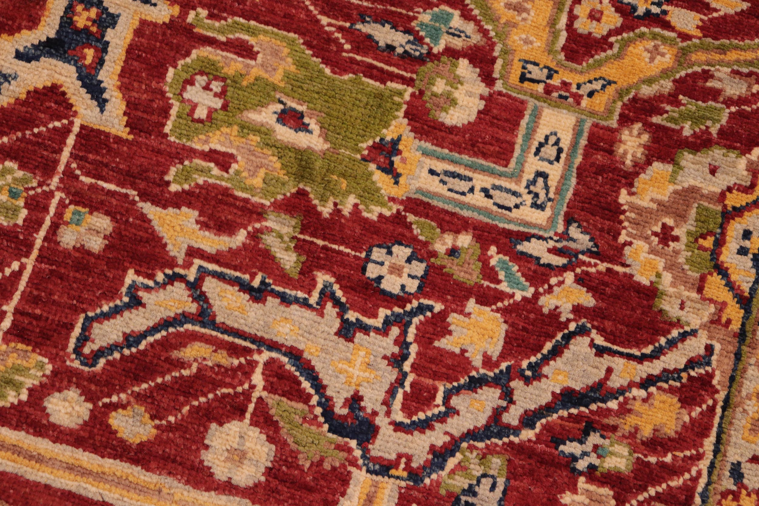 handmade Transitional Kafkaz Red Blue Hand Knotted RECTANGLE 100% WOOL area rug 6' x 9'