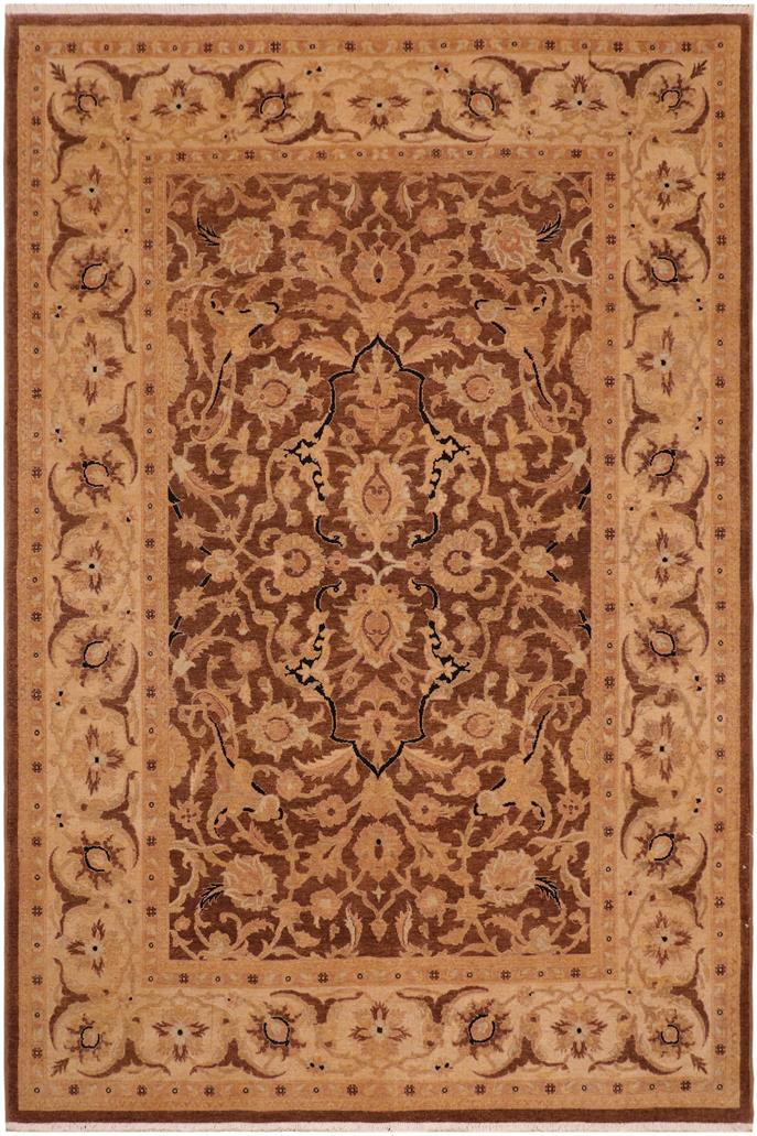 handmade Traditional Kafkaz Brown Tan Hand Knotted RECTANGLE 100% WOOL area rug 6 x 9