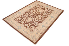 handmade Traditional Kafkaz Brown Tan Hand Knotted RECTANGLE 100% WOOL area rug 6 x 9