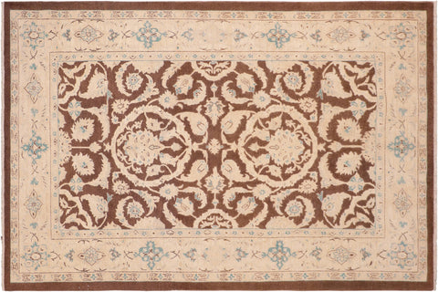 Bohemian Ziegler Marry Brown/Tan Hand Knotted Wool Rug - 5'11'' x 9'0''