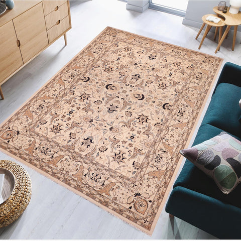 handmade Traditional Kafkaz Beige Tan Hand Knotted RECTANGLE 100% WOOL area rug 9x12