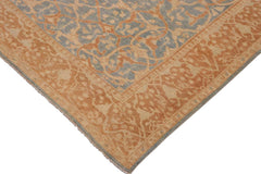 handmade Transitional Kafkaz Blue Brown Hand Knotted RECTANGLE 100% WOOL area rug 9 x 12