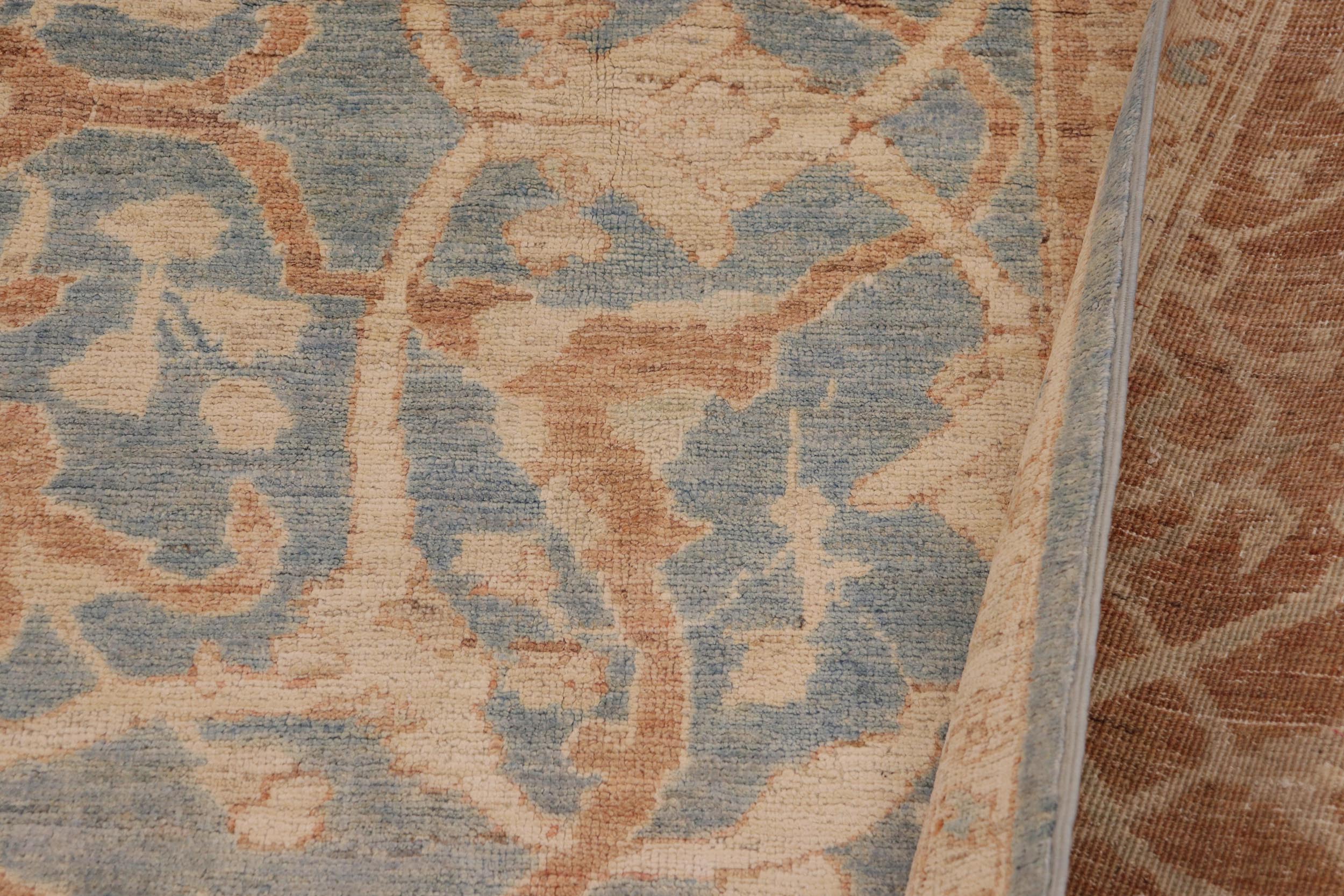 handmade Transitional Kafkaz Blue Brown Hand Knotted RECTANGLE 100% WOOL area rug 9' x 12'